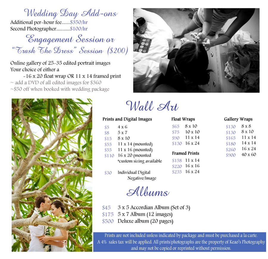 Hawaii engagement photography package for Oahu