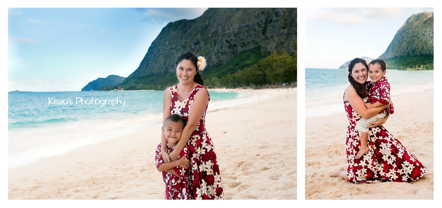 Melissa and her boys Mother and song beach photos Hawaii