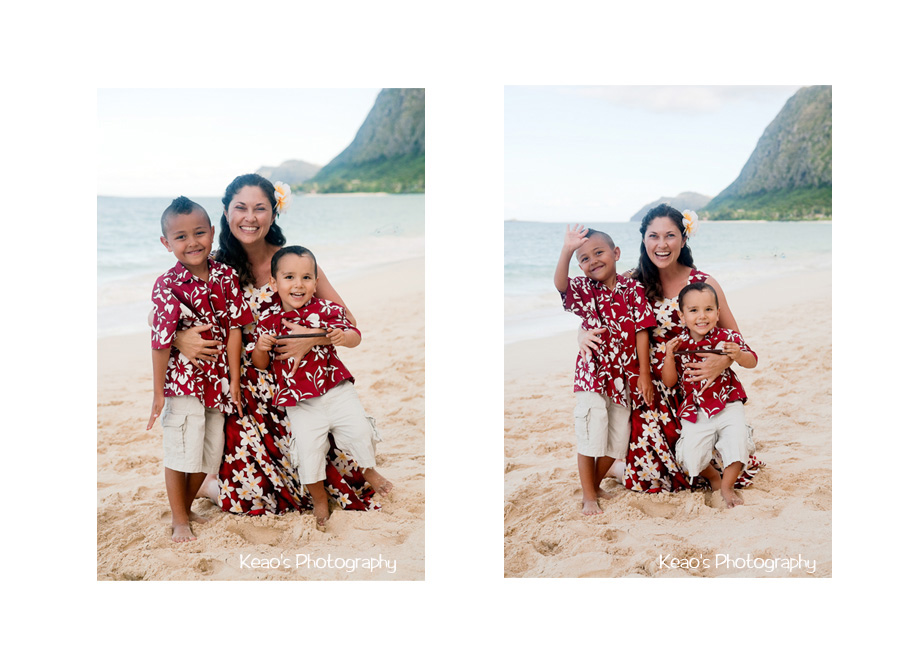 Hugs for the boys Hawaii Beach Family Photos