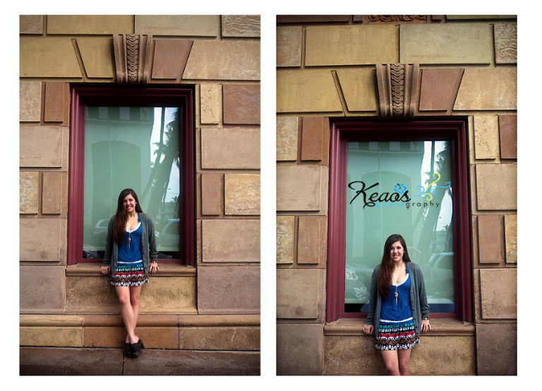 Kamehameha senior picture in downtown Honolulu