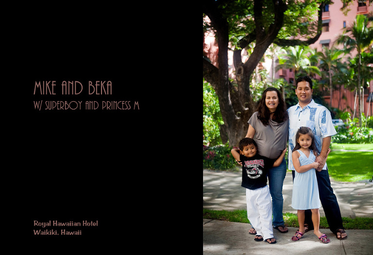 Family photos in front of Royal Hawaiian