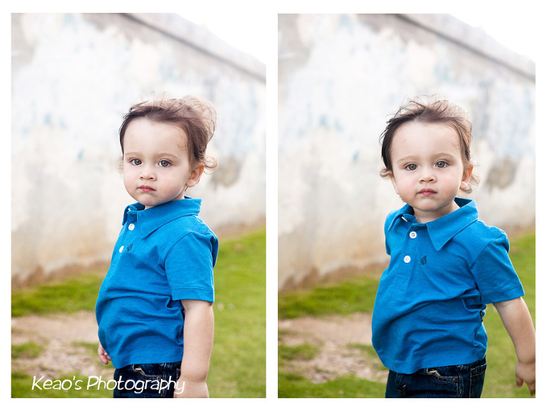 Hawaii children's portrait little boy in blue shirt