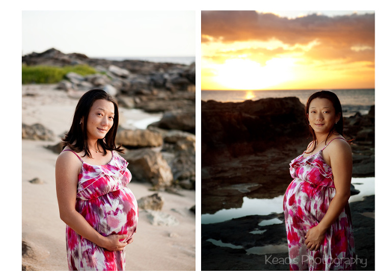 Sunset beach maternity photos Hawaii Photographer Keao's photography