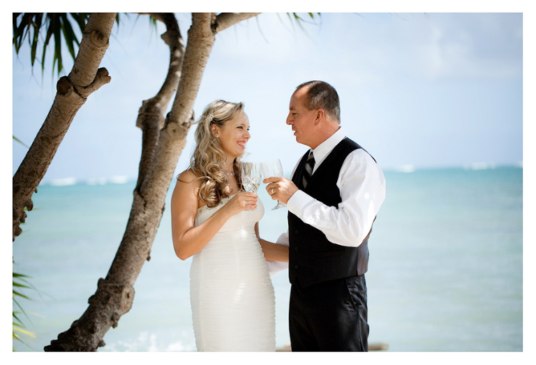 Kualoa wedding champagne toast photography