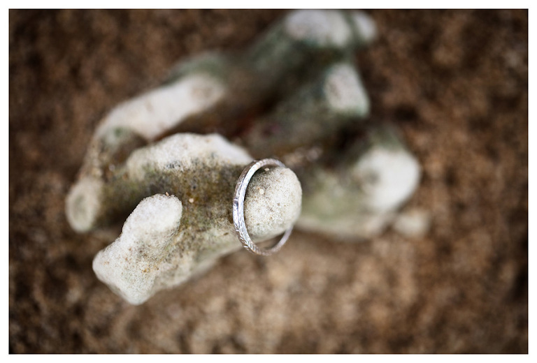 wedding ring photo on a coral at Kualoa beach park