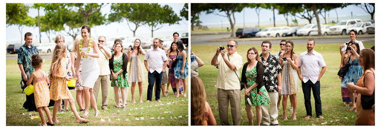 Kualoa Beach Park wedding photography ceremony guests