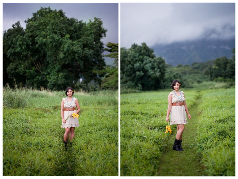 Kaneohe Hawaii senior portrait in a field