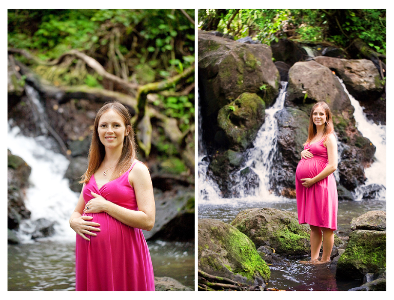 oahu maternity photographer waterfall photos