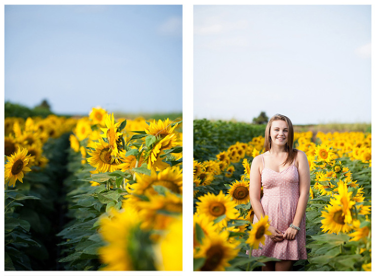 standing in sunflowers