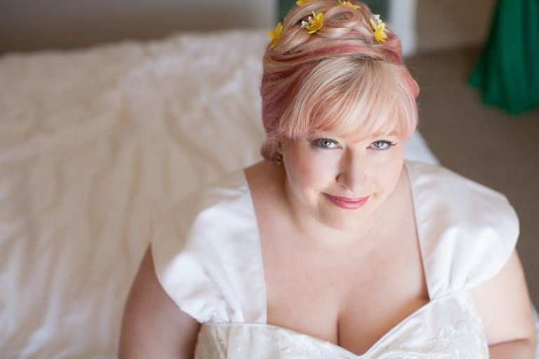 Hawaii bride in Waikiki hotel room