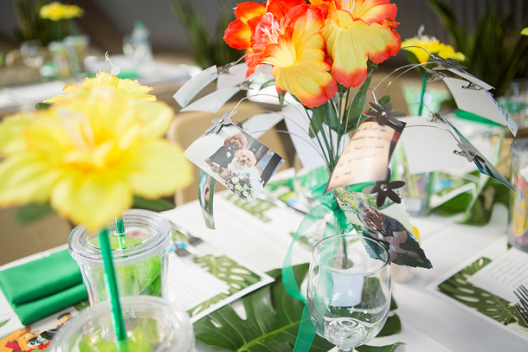 centerpiece for Bishop Museum wedding