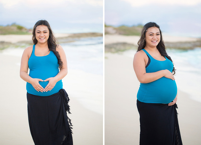 heart on the belly on the beach