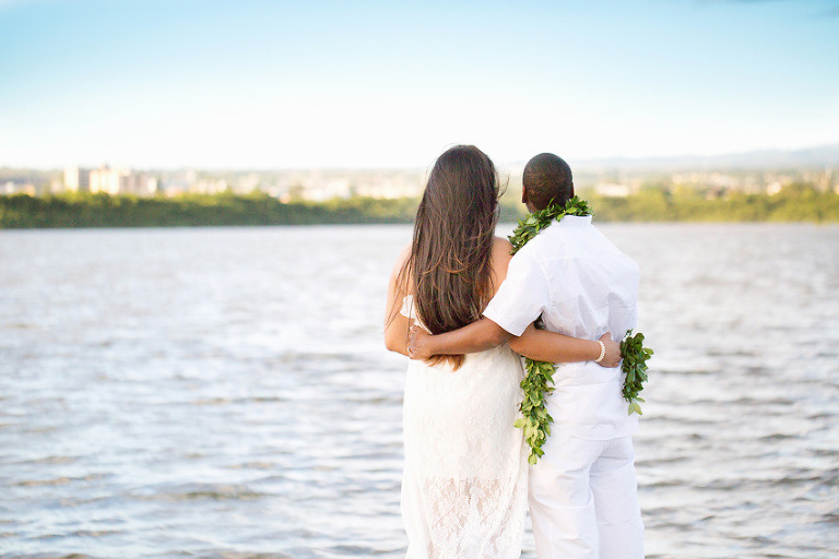 just married hawaii beach wedding