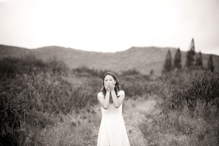 fun out take during senior photo shoot