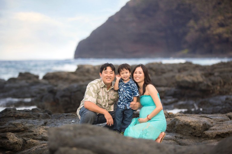 family photo on the shores at Makapuu