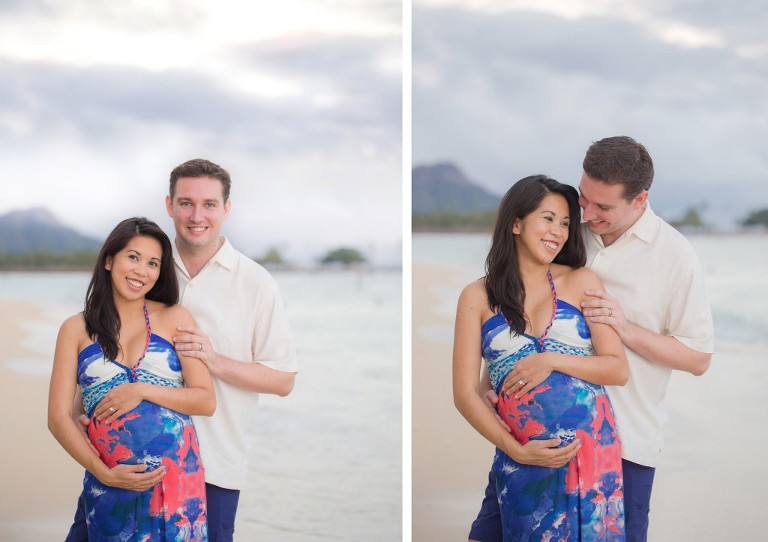 sweet couple with photos by Hawaii maternity photographer on Oahu