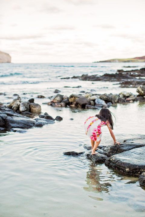 exploring tidal pools in Honolulu family photographs