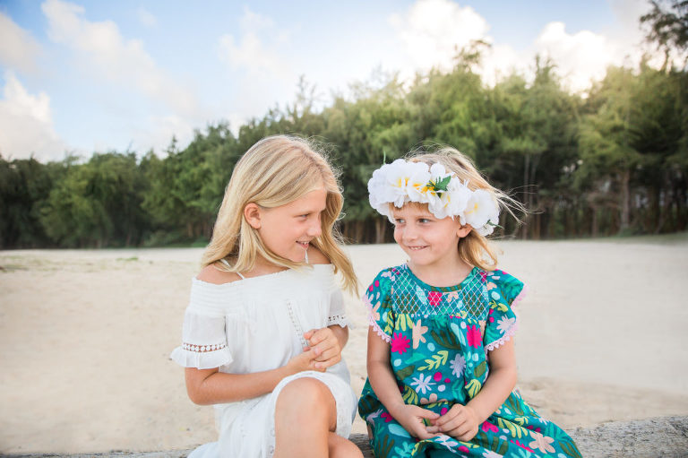 Sisters laughing and talking