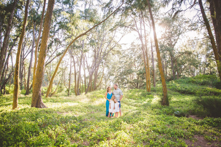Oahu family photo in the middle of forest