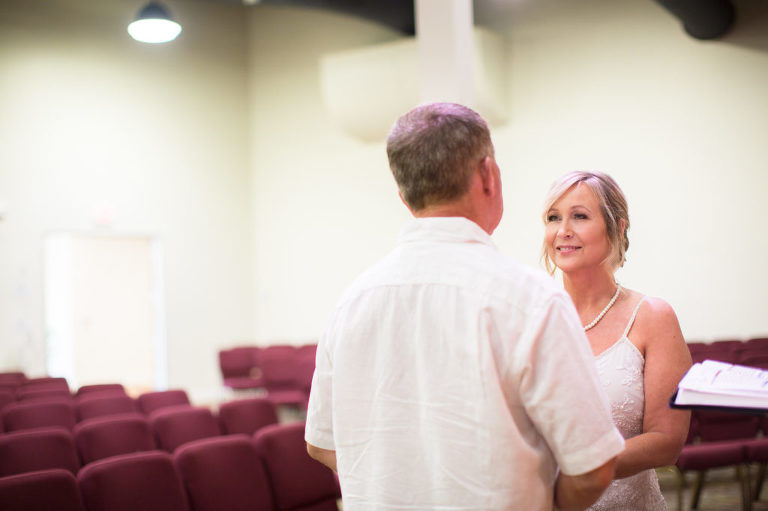close up of bride during wedding ceremony